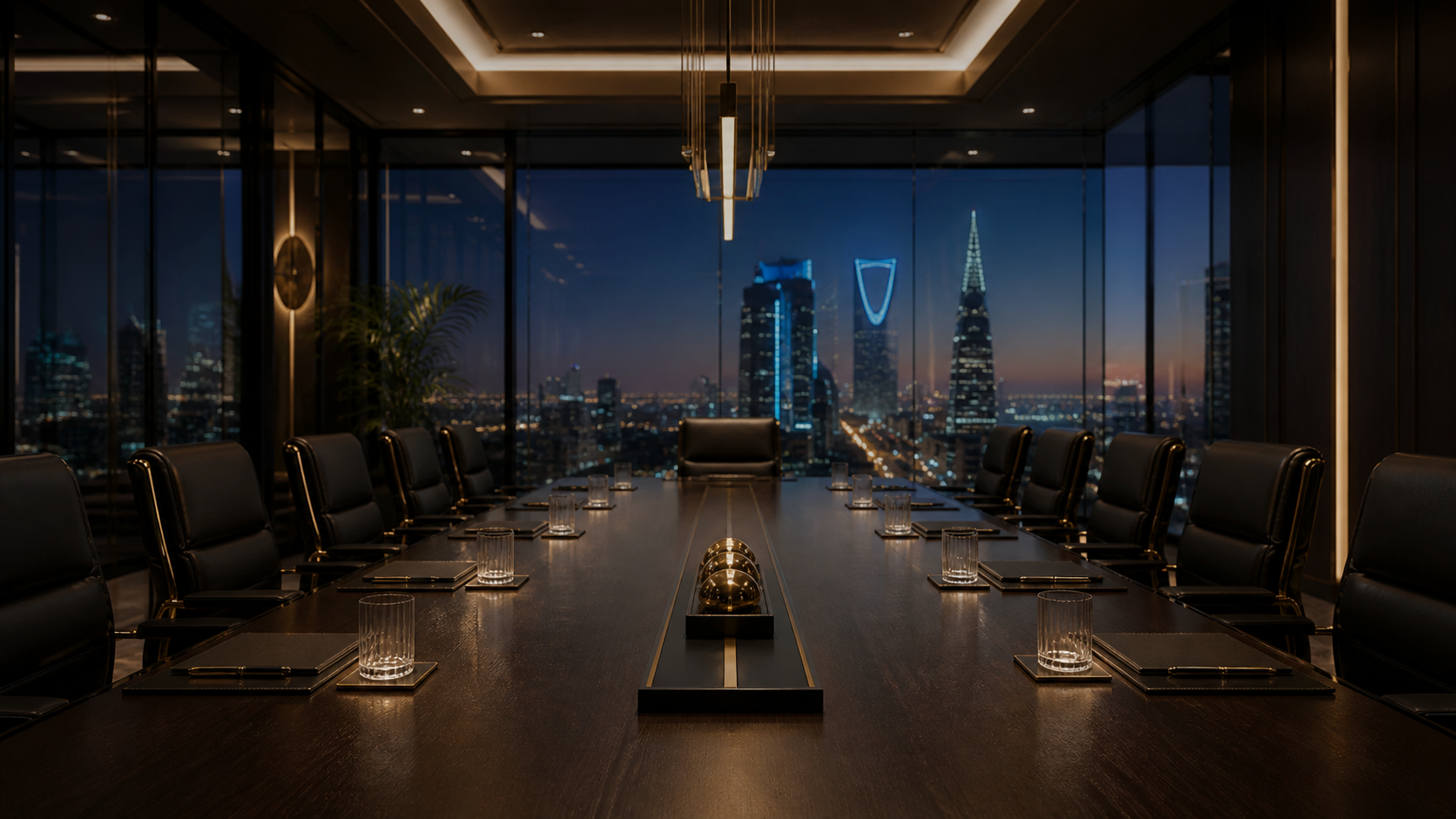 Luxury boardroom with Riyadh view